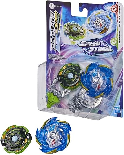 Hasbro Burst Surge Speedstorm Evo Helios Blazebringer y Jormuntor J6 Spinning Top Twin Pack - Juguete de batalla Spinning Top