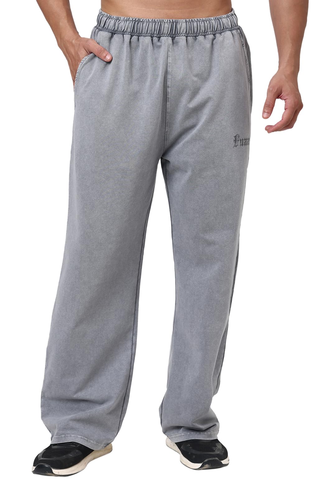 fuaark Mens Shadow Washed Straight Tracks Oversized Fit Cotton Trackpant-picture-15
