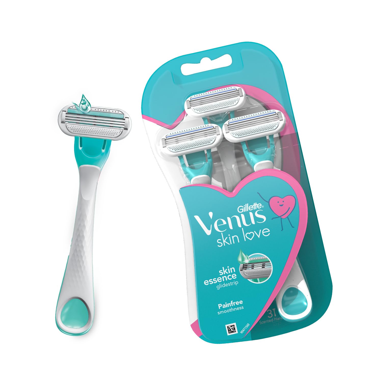 Gillette Venus Women's Venus Skin Love with Skin Essence Razor for Hair Removal - Green, Pack of 3