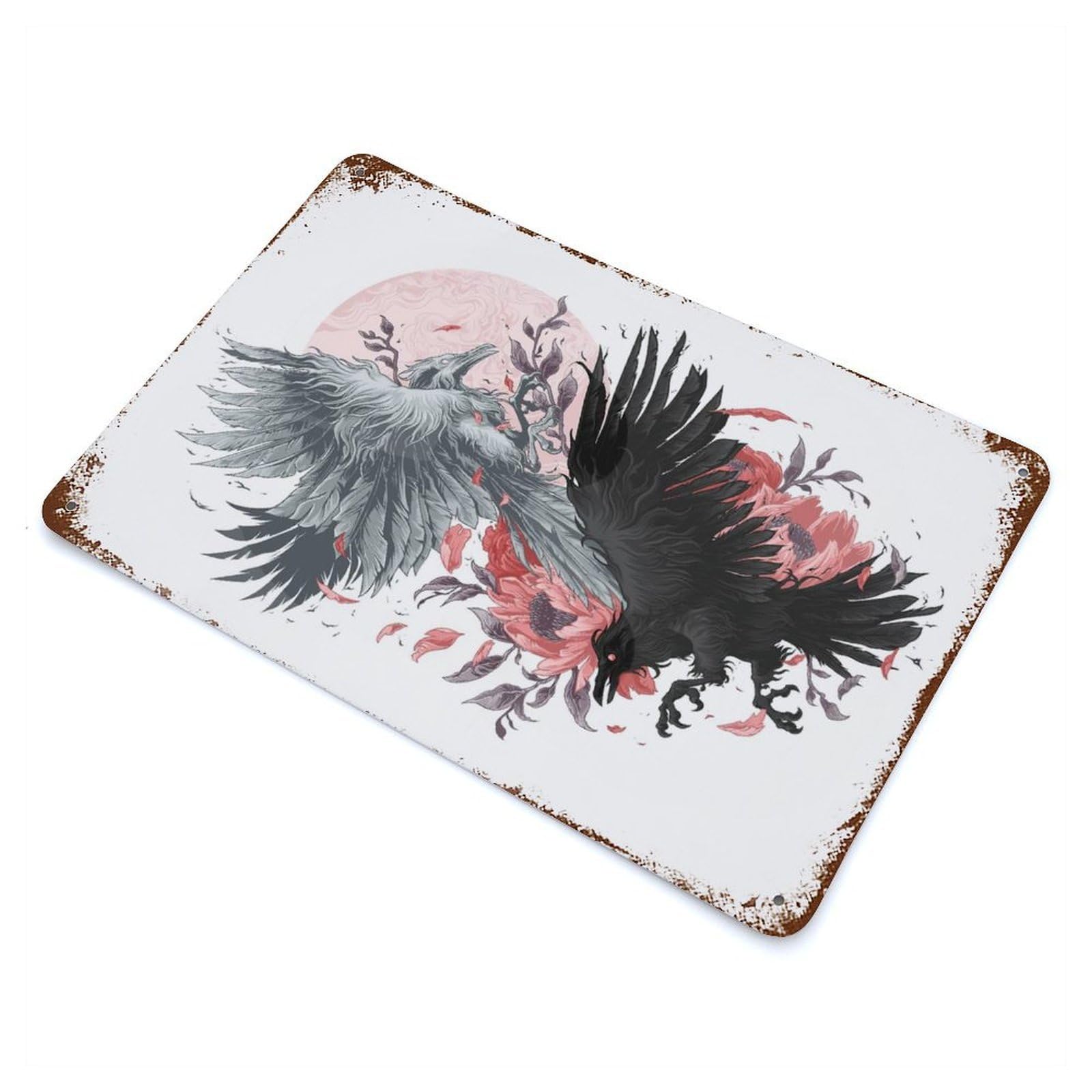 Yin Yang Weathered Tin Sign 11.8"x7.9", Ideal for Basement, Hobby Room And Garage Decor
