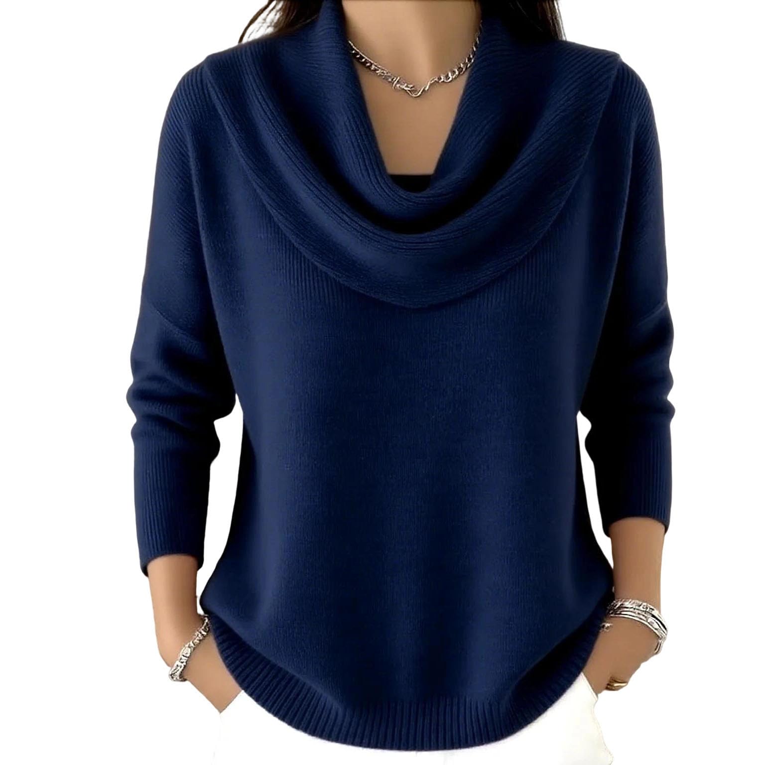Womens Casual Loose Fit O-Neck Long Sleeve Printed Basic Pullover Sweater
