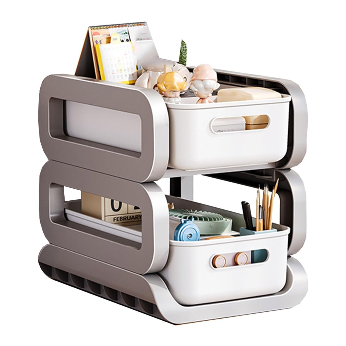 Carrito de Almacenamiento con Ruedas, Carrito Ruedas Espacios Estrechos Cocina baño lavadero(Grey,2 Tier No Wheels)