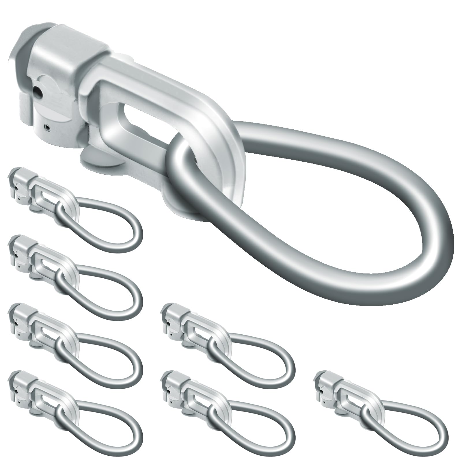 SALUINOKI 8Pack L Track Double Stud Tie Down Fitting with Pear Link Silver, L-Track Accessories for Truck Bed, Trailer Cargo Control, Pickup, RV, ATV