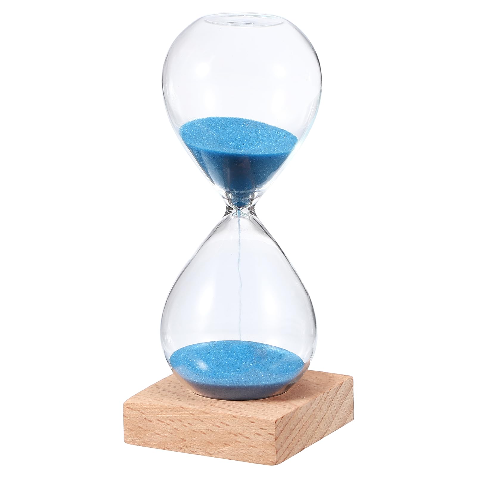 PATIKIL 10 Minutes Sand Timer, Sand Watch with Wood Base Hour Glass Sandglass Timer Clock for Living Room Home Office Restaurant Decoration, Blue