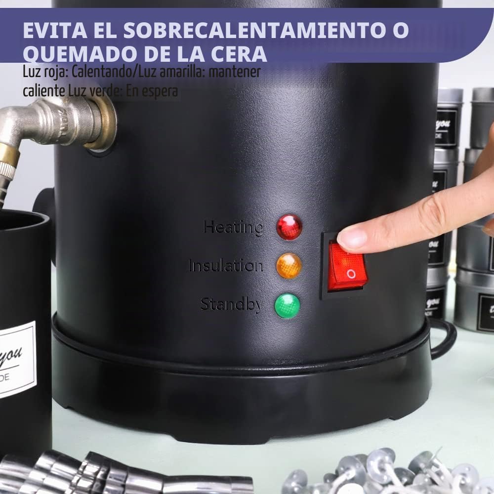 TOAUTO WMF-5L - Fundidor de cera para hacer velas, olla de fusión de cera con boquilla de vertido más rápido y controlador de temperatura, sin obstrucciones y fácil de limpiar
