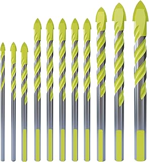 Masonry Drill Bit Set & Concrete Drill Bit 11Piece,Chrome Plated with Industrial Strength Carbide Tip,for Tile,Glass.Brick,Wall,Acrylic,Plastic,Wood,Aluminum Alloy,Thin Iron Plate,Concrete by CSOOM