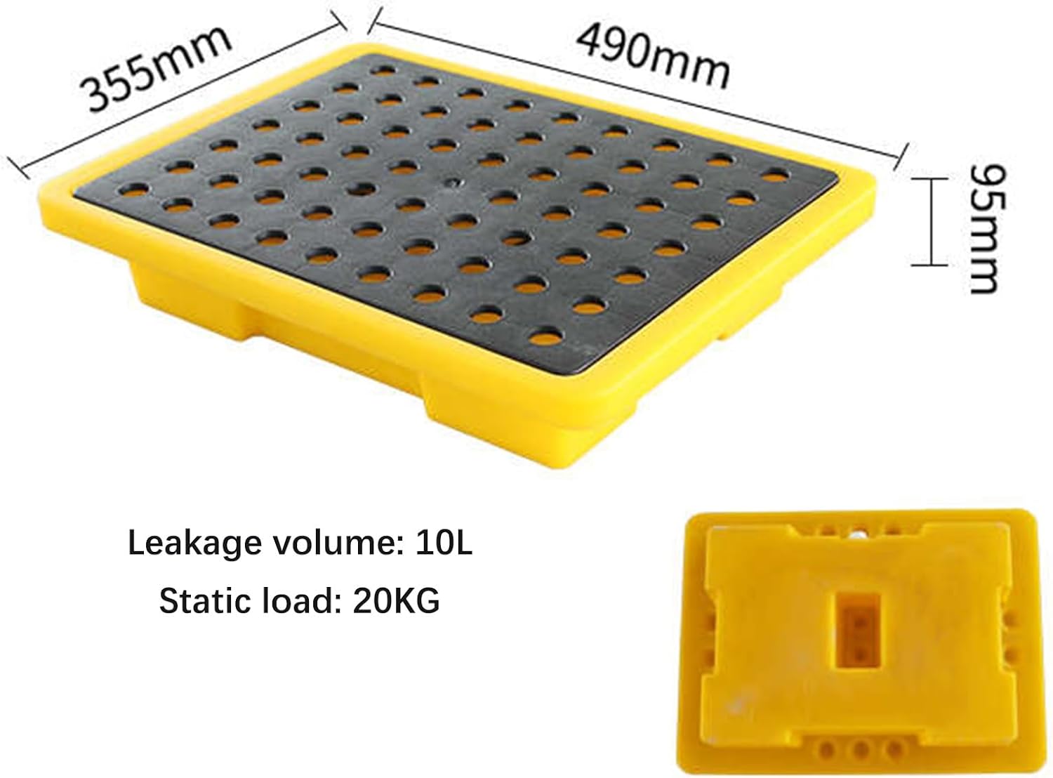 Industrial Spill-Proof Oil Containment Tray, Anti-Slip Modular Pallet for Warehouse, Garage, and Paint Storage - Durable Polyethylene