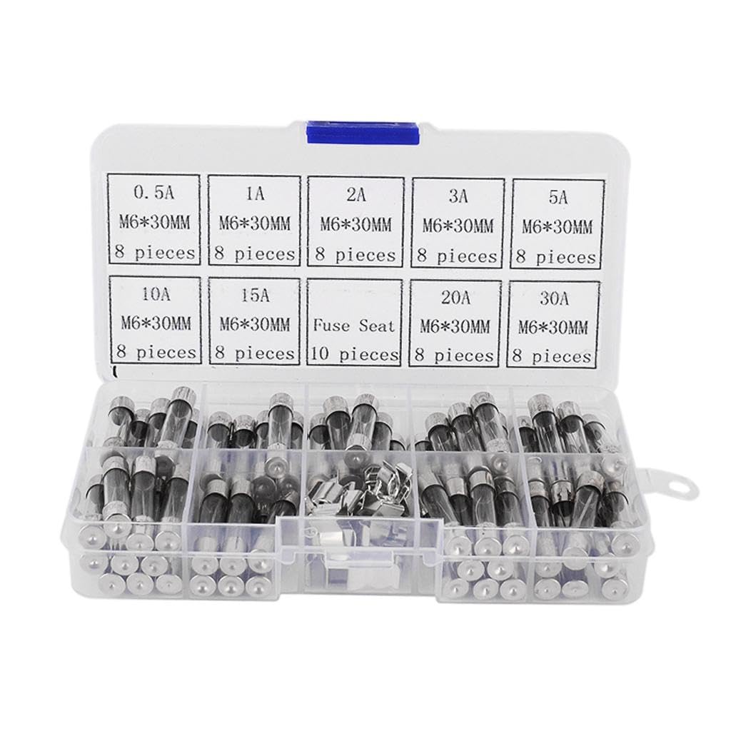 CALANDIS 72pcs 6 * 30mm Glass Tube Fuses Car Electrical Assorted Kit 250V-picture-30