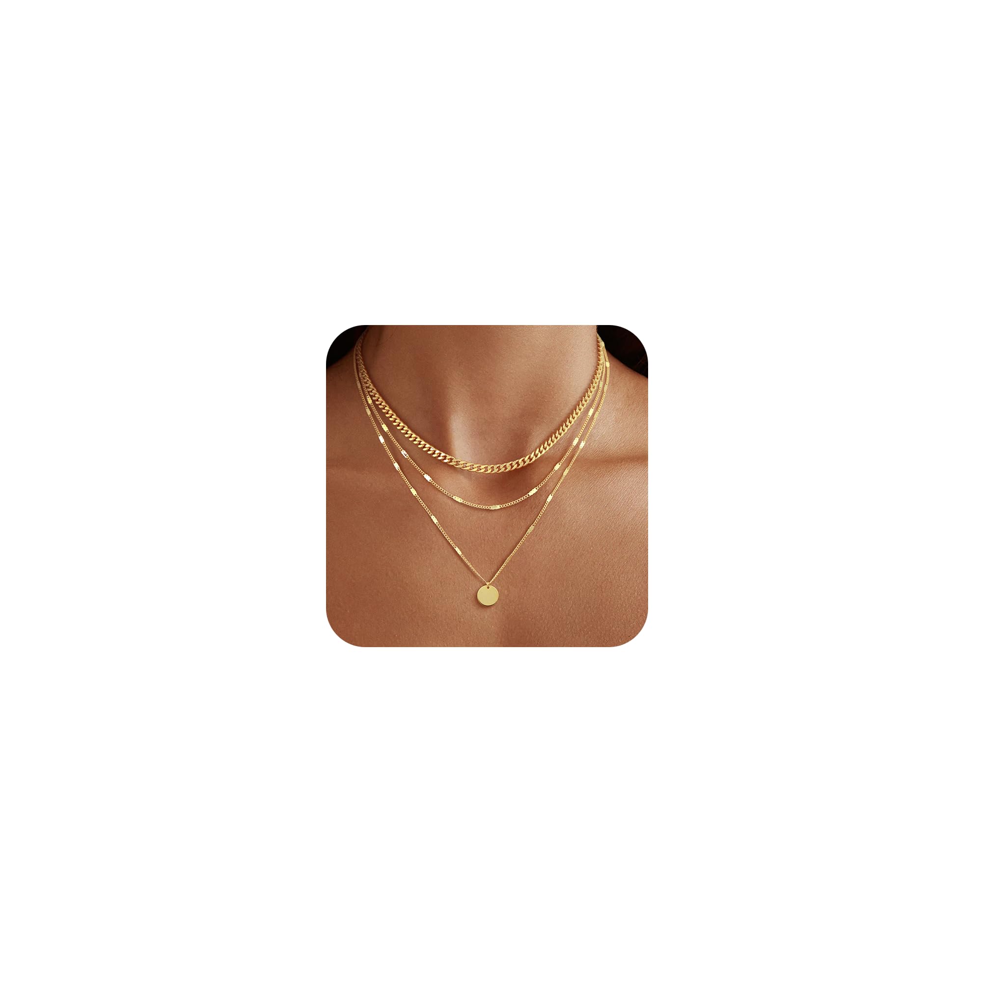14K Gold Plated Layering Necklaces For Women Gold Necklace Set, Cuban Link, Snake Chain, Paperclip Layered Chains, Twisted Rope and Twisted Chain, Trendy Layering Necklace
