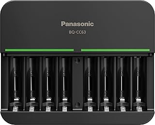 Panasonic BQ-CC63AKBBA Advanced eneloop pro 8-Position Individual Rechargeable Battery 6-Hour Quick Charger with 8 LED Charge Indicator Lights