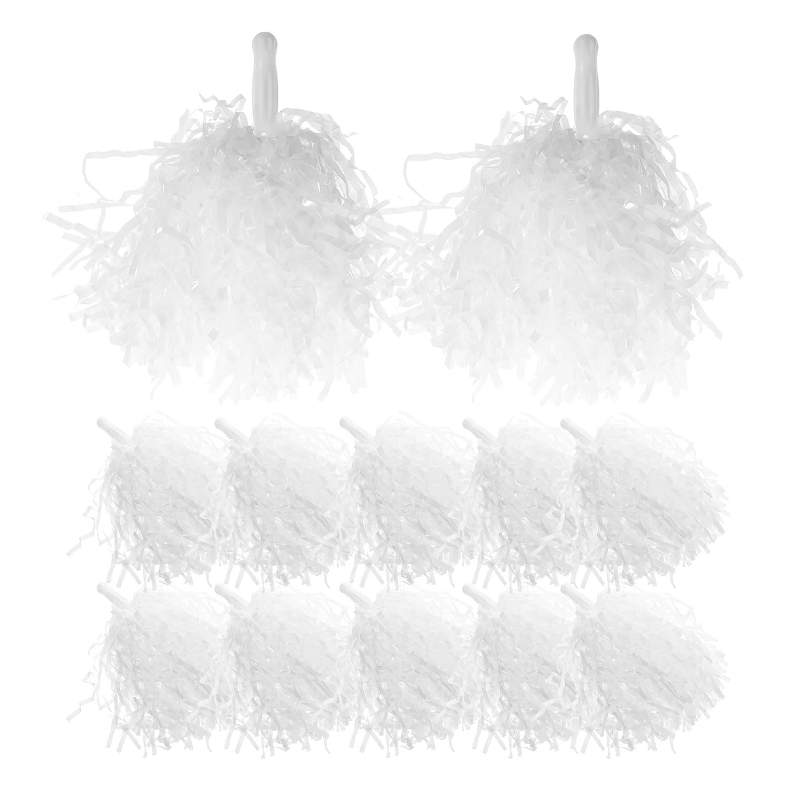 Pompom 12Pcs Cheerleading Pom Poms Metallic Hand Held Flowers for Dance Teams Cheer Party Festival Performances White for Cheerleaders