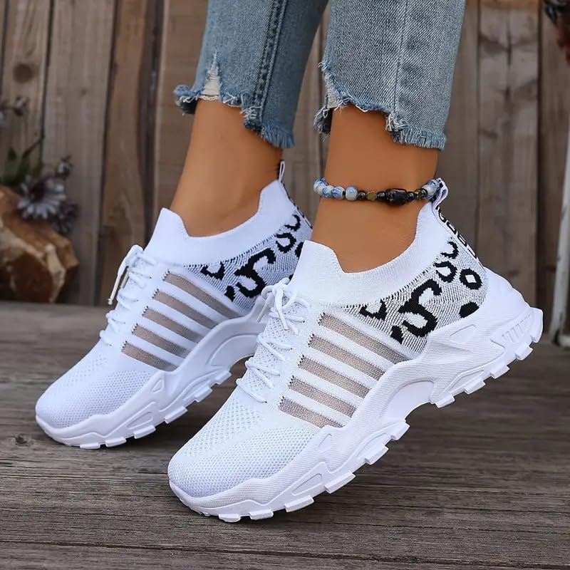 Women's Fashion Leopard Print Lace Up Low Top Sneakers, Workout Sneakers, Jogging Shoes, Casual Comfortable Sports Running Shoes, Female All-Match Round Toe Trending for Daily Wear3