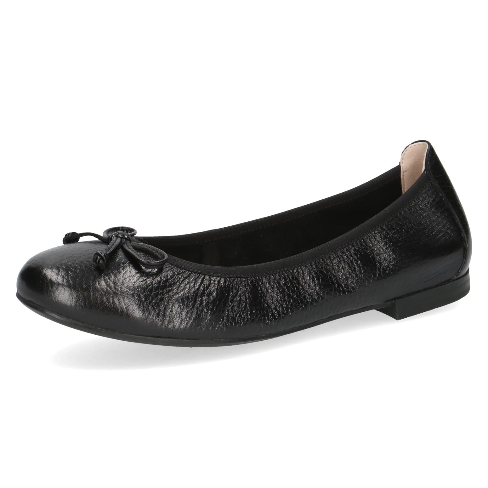 CAPRICE Women's Ballet Flats in Leather, Black (Black Deer), 7.5 UK