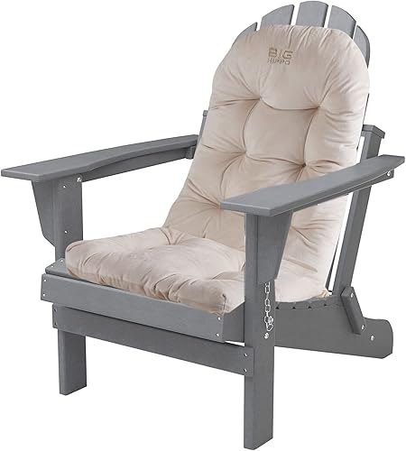 Miniatura 6 de Big Hippo Adirondack - Cojín para silla de interior, con respaldo alto, copetudo, suave y grueso, para uso doméstico (gris)