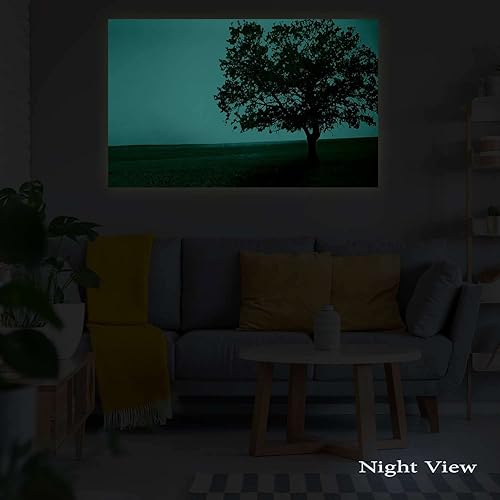 Miniatura 5 de Startonight Lienzo decorativo para pared, imagen abstracta de árbol amarillo, impresión estirada, obra de arte moderna para sala de estar, oficina,