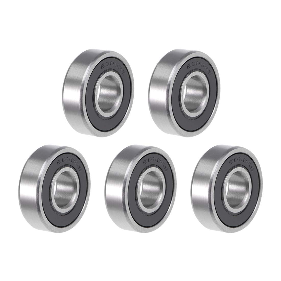 sourcing map 6000-2RS Deep Groove Ball Bearing 10x26x8mm Double Sealed ABEC-3 Bearings 5-Pack
