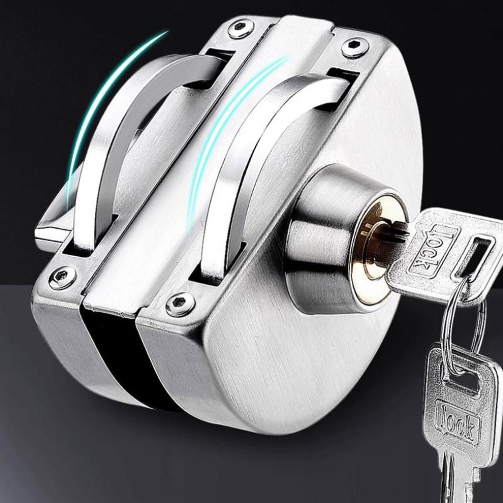 Cerradura For Puerta De Vidrio, Cerradura For Gabinete De Vidrio Sin Orificios For Puerta Simple Y Doble, con 3 Llaves, Adecuada For Vidrio De 8 A 14 Mm De Espesor(J)