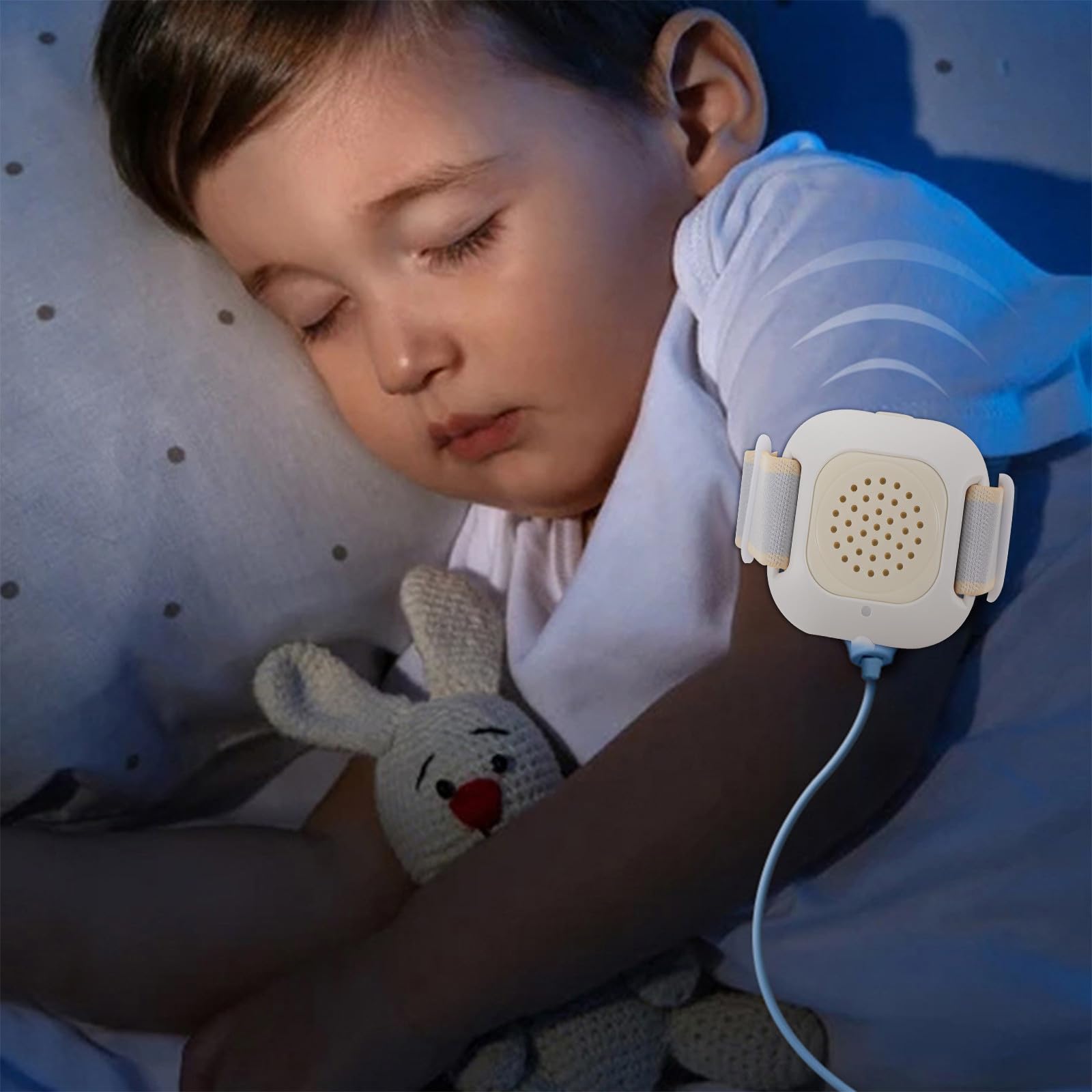 SECFOU Alarme D’énurésie Nocturne Vibration et Son, Capteur D’urine Ajustable Unisexe, Blanc, pour Bébés, Garçon et Filles et Adultes – Dispositif de Surveillance Pratique