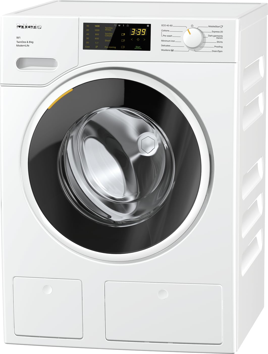 Miele 11598210 WWD660 WCS TDos and 8kg W1 Engine with ProfiEco, CapDosing, DirectSensor, TwinDos and Miele@home, Lotus White