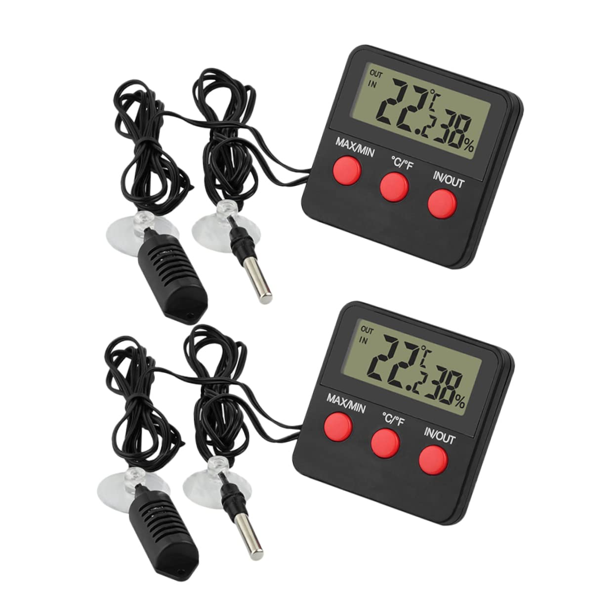 POPETPOP 2juegos Termómetro Higrómetro para Reptiles Accesorios para Acuarios de Tortugas y Lagartos Medidor de Temperatura y Humedad Digital Termómetro para Huevos y Acuarios