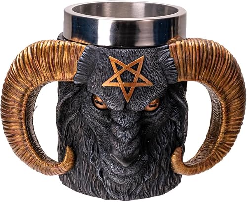 Pacific Giftware Baphomet Tankard Mug Unique Dual-Handle Goat Head Design with Pentagram Ideal for Tableware and Drinkware 11 fl oz Capacity