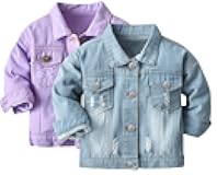 2 Pieces Kids Classic Denim Jacket for Boys Girls