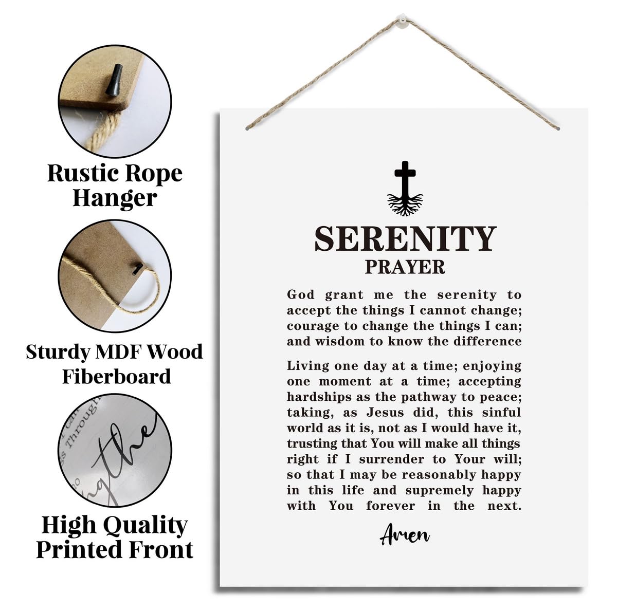 BQL Inspirational Wall Decor, The Serenity Prayer Wall Sign - God Grant me The Serenity to Accept The Things I Cannot Change, 8X10 inches, Modern, Engineered Wood 3