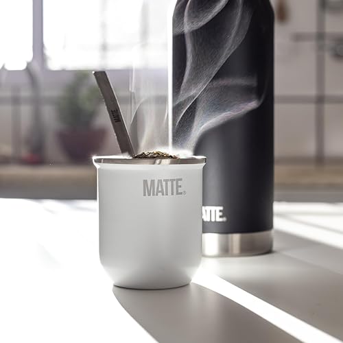 Miniatura 8 de Juego de tazas mate, taza de yerba matecalabaza (6 onzas) y bombilla (paja de yerba mate). acero inoxidable, doble pared, diseño elegante. Caja de