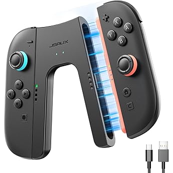 JSAUX Switch 2 Ladegriff, Magnetischer Griffcontroller kompatibel mit Switch 2 Joypads, Spielen w&auml;hrend des Ladevorgangs mit 