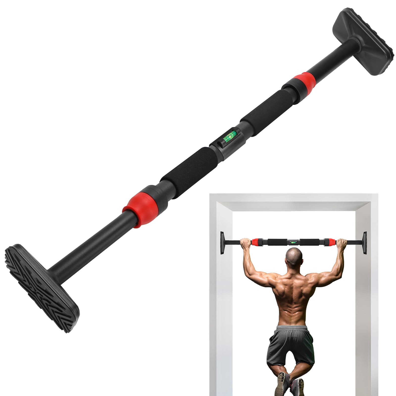 Pull Up Bar for Doorway -Pull Up Bar for Strength Training Chin up Bar without Screws - Pull-Up Bar for Upper Body Workout - Portable Pullup Bars with All Accessories
