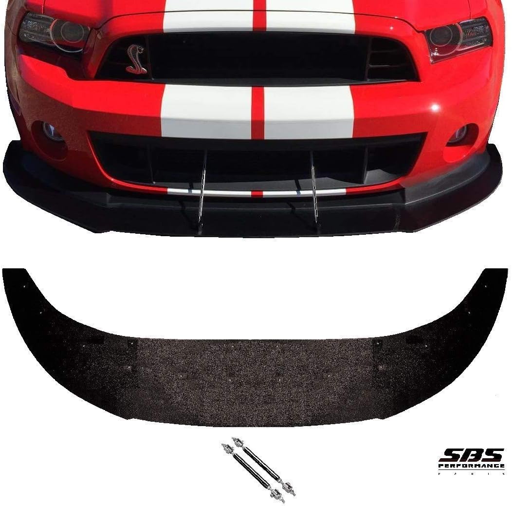 SBS Performance Parts1/4" ABS Front Splitter & 2 Carbon Fiber Support rods (Shipped Seperately) Compatible with 2010-2014 Shelby GT500s