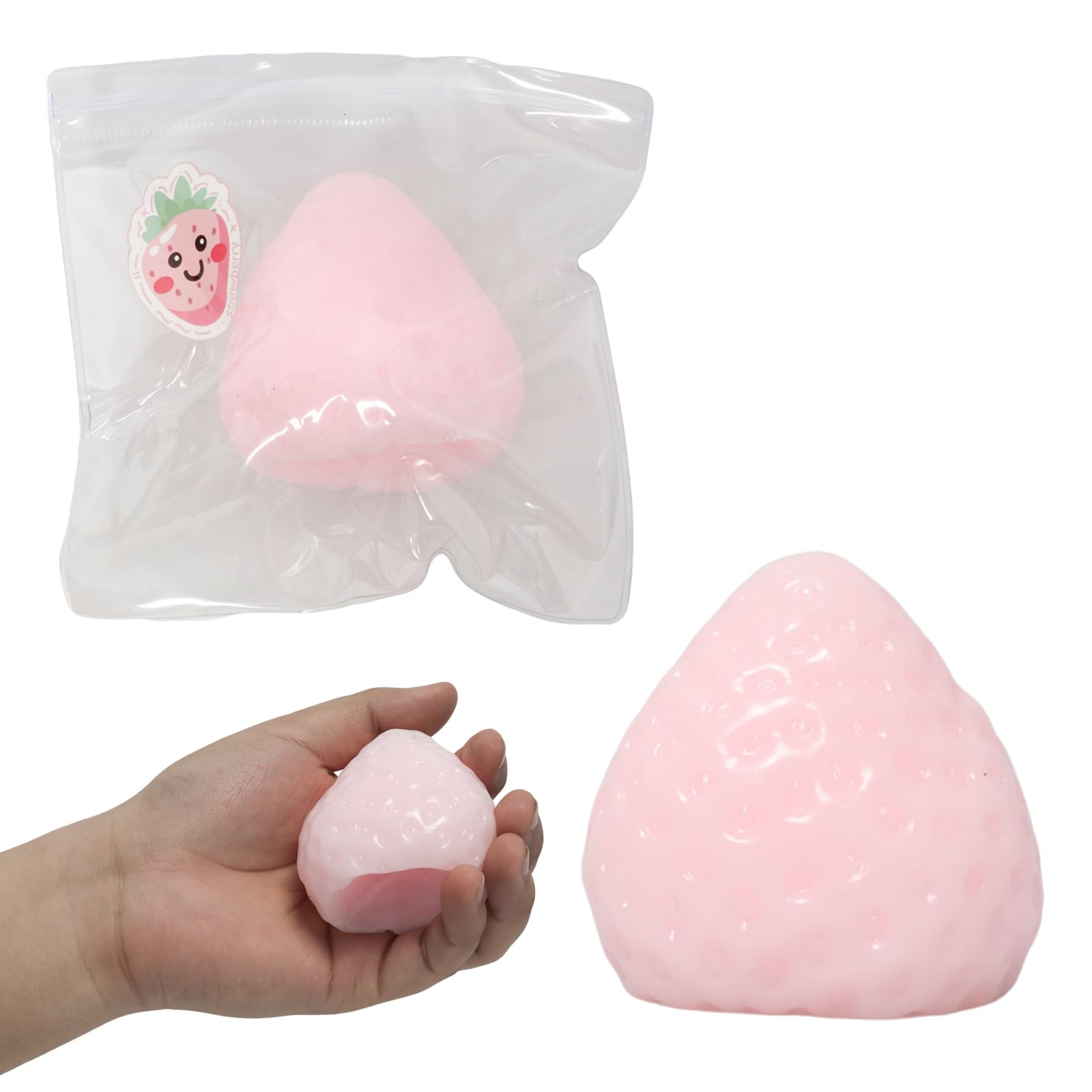 1pcs Squishy Strawberry,Cute Squeeze Toys,Kawaii Squishies PVC Toys,Stress Relieving Fur Ball OPP Packaging Gifts Fidget Toys for Anxiety&Relaxation