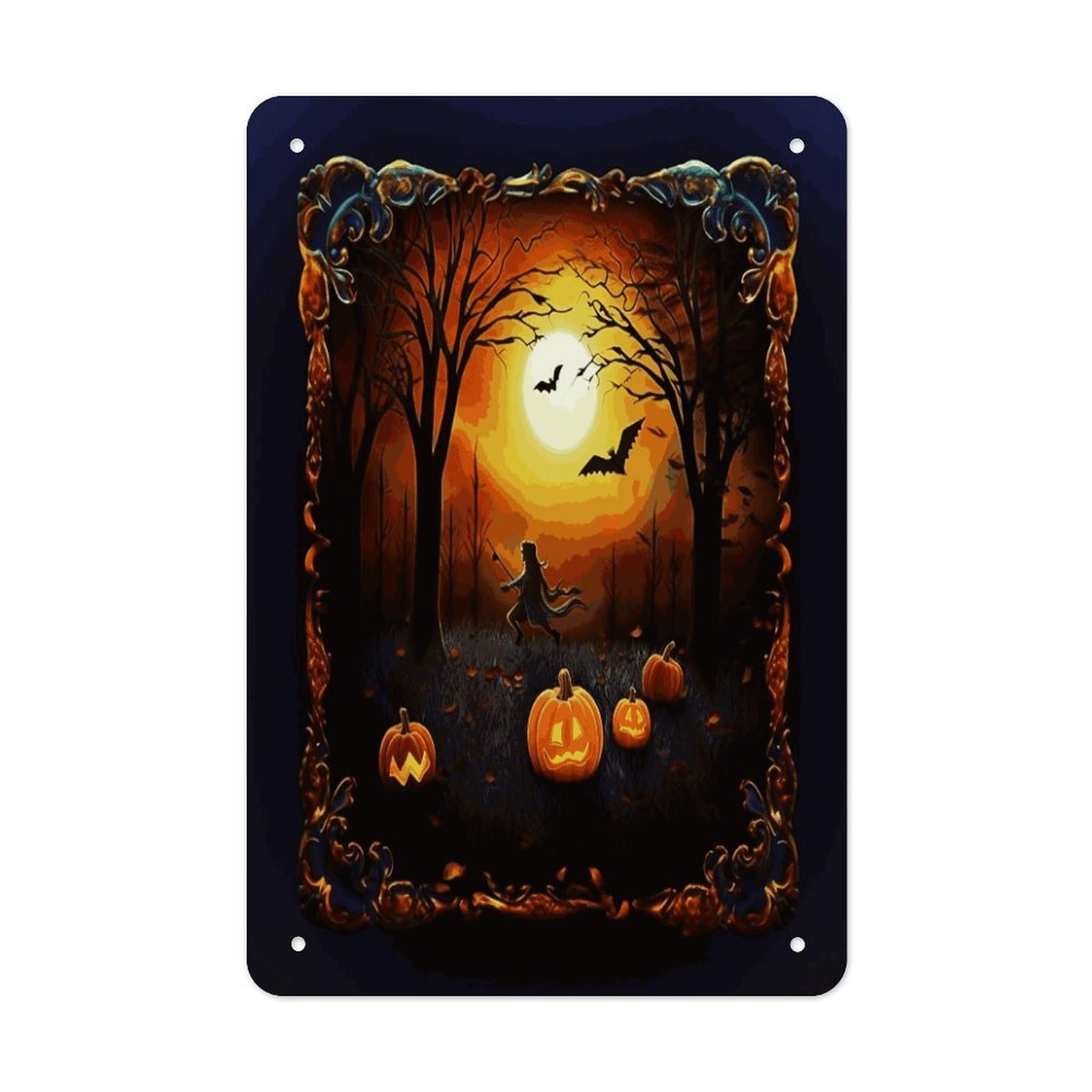 Btcowzrv Style Halloween Party Metal Tin Sign Wall Decor Hanging Plaque