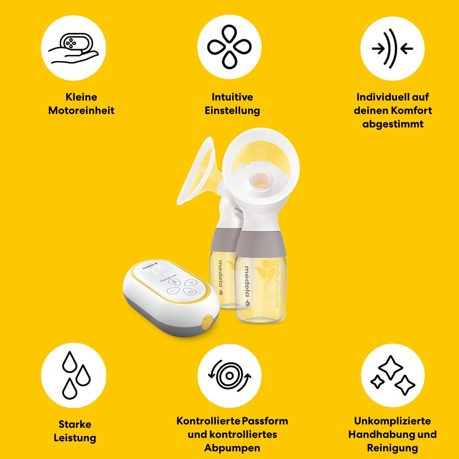 Medela Freestyle Mini Classic Doppelmilchpumpe mit wiederaufladbarem Akku.