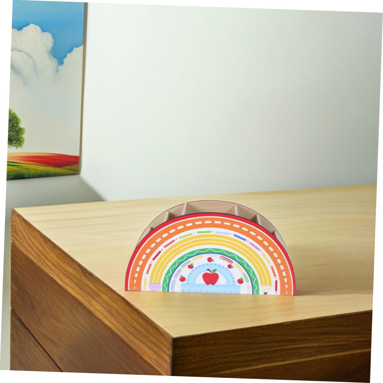 2Piezas Portalápices de Madera Organizador de Escritorio Multiusos Soporte para Lápices y Pinceles Decoración Artística para Oficina y Escuela