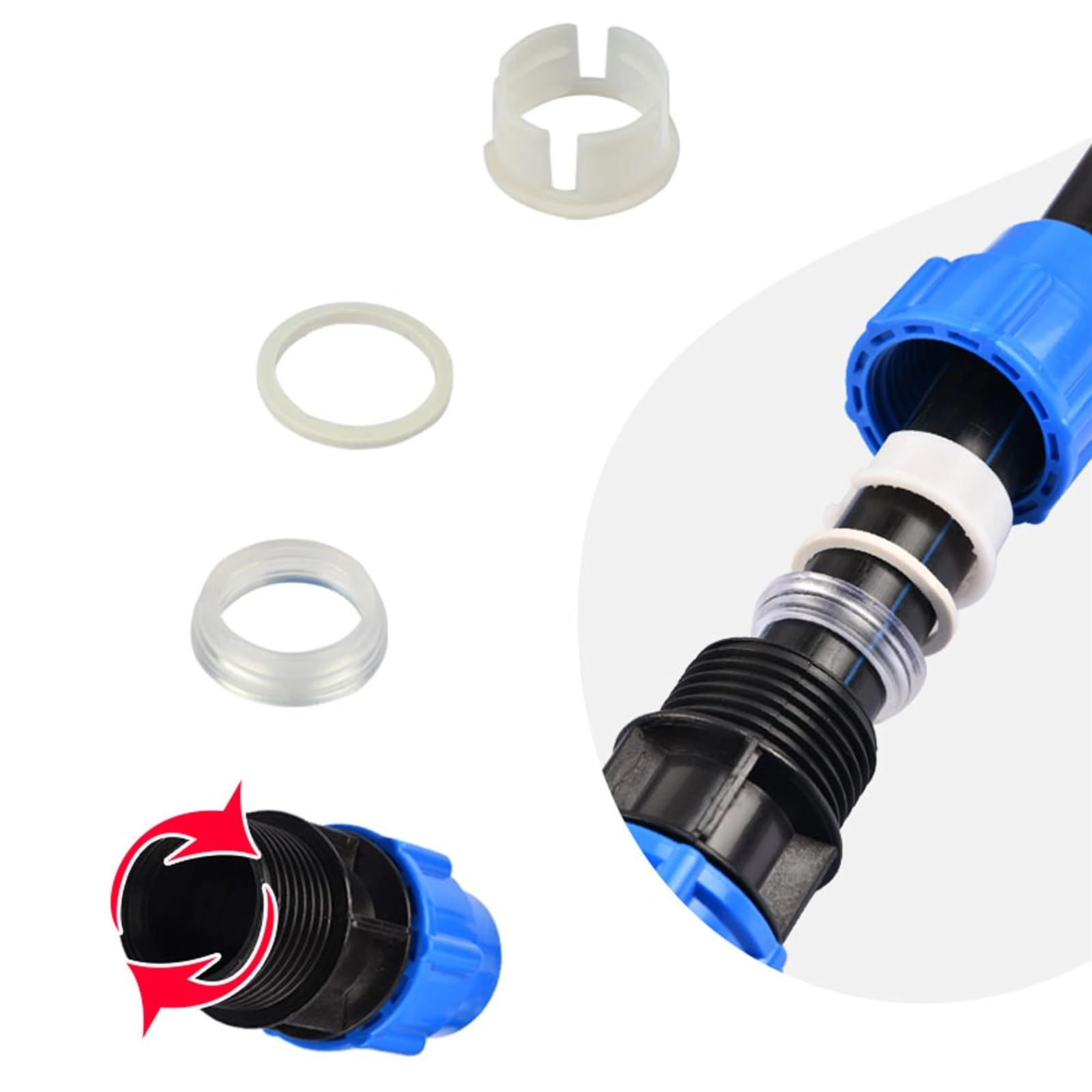 Grifo divisor de agua de PVC PE de 20/25/32/40/50 mm, conector de válvula rápida de plástico, accesorios de tubería de riego para agricultura y jardín (mango de metal, 50 mm)