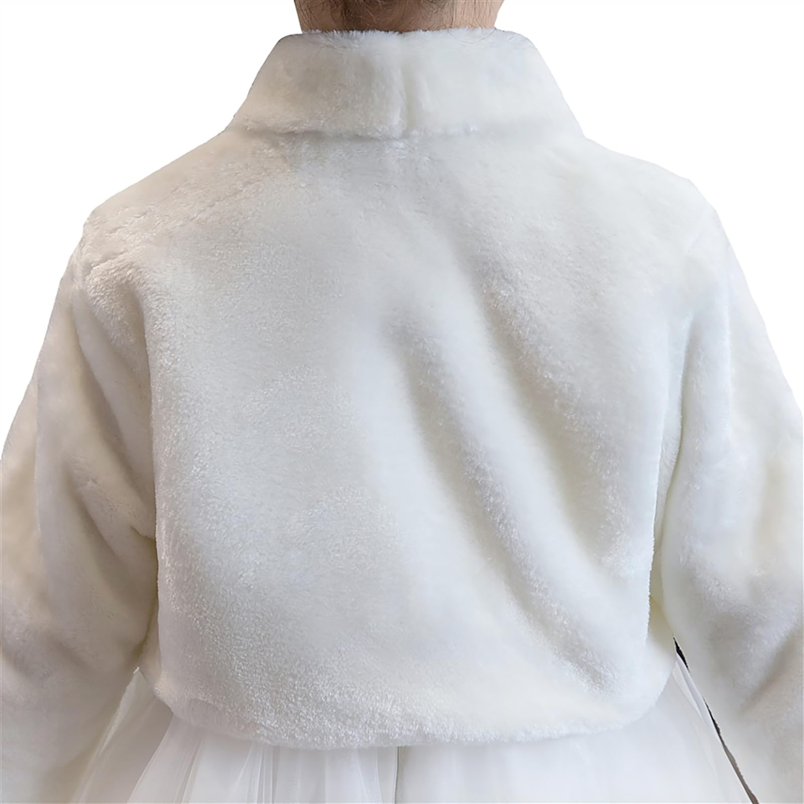 Niña Cárdigan Chaquetas de Capa de Bolero de Manga Larga de Piel Sintética con Flores para Boda