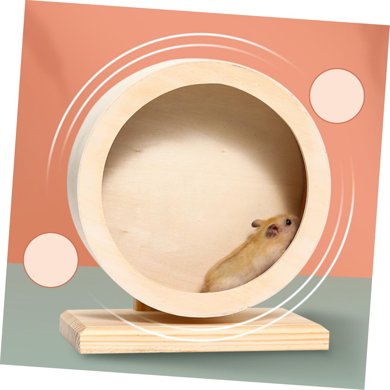 WOONEKY 1pezzi Ruota da Corsa Silenziosa in Legno per Criceti Piccola da Esercizi per Mantenere Forza Benessere Animale Domestico