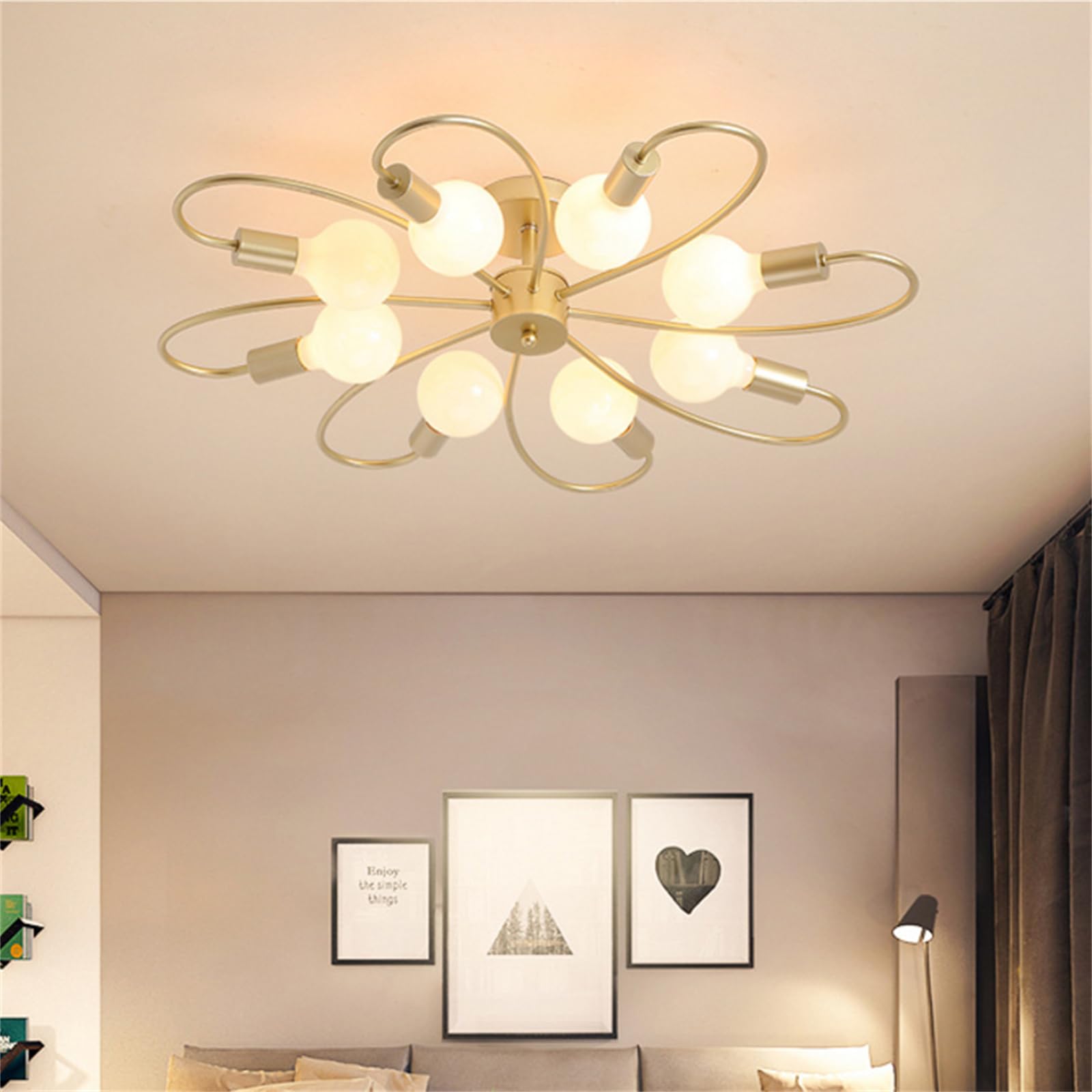 Lampes de plafond salon vintage or lustre suspension E27 chic - 8