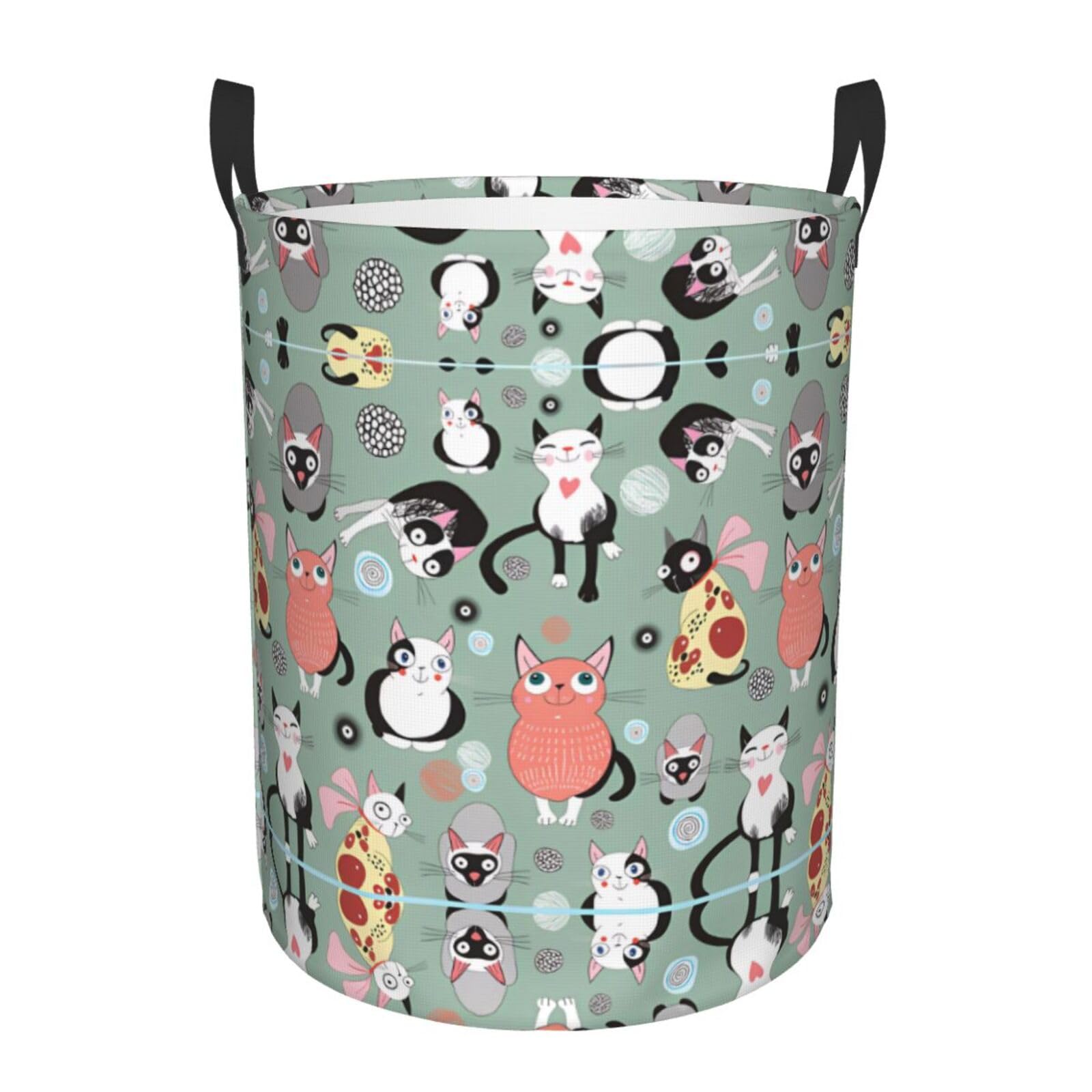 M Circular Hamper Lovely Cartoon Cats (1) Print for Dirty Clothes