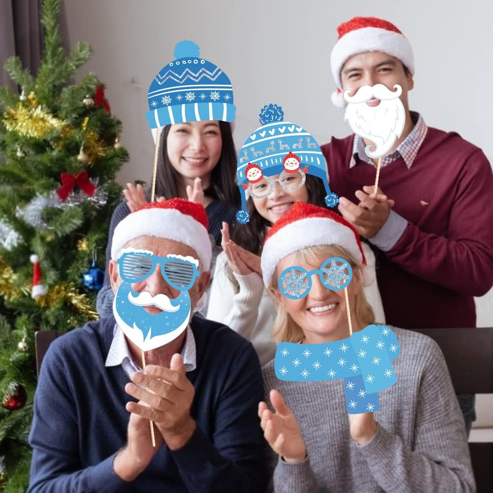 Snowman Photo Booth Props,Winter Wonderland Snow Booth Props(25CT) - Image 4