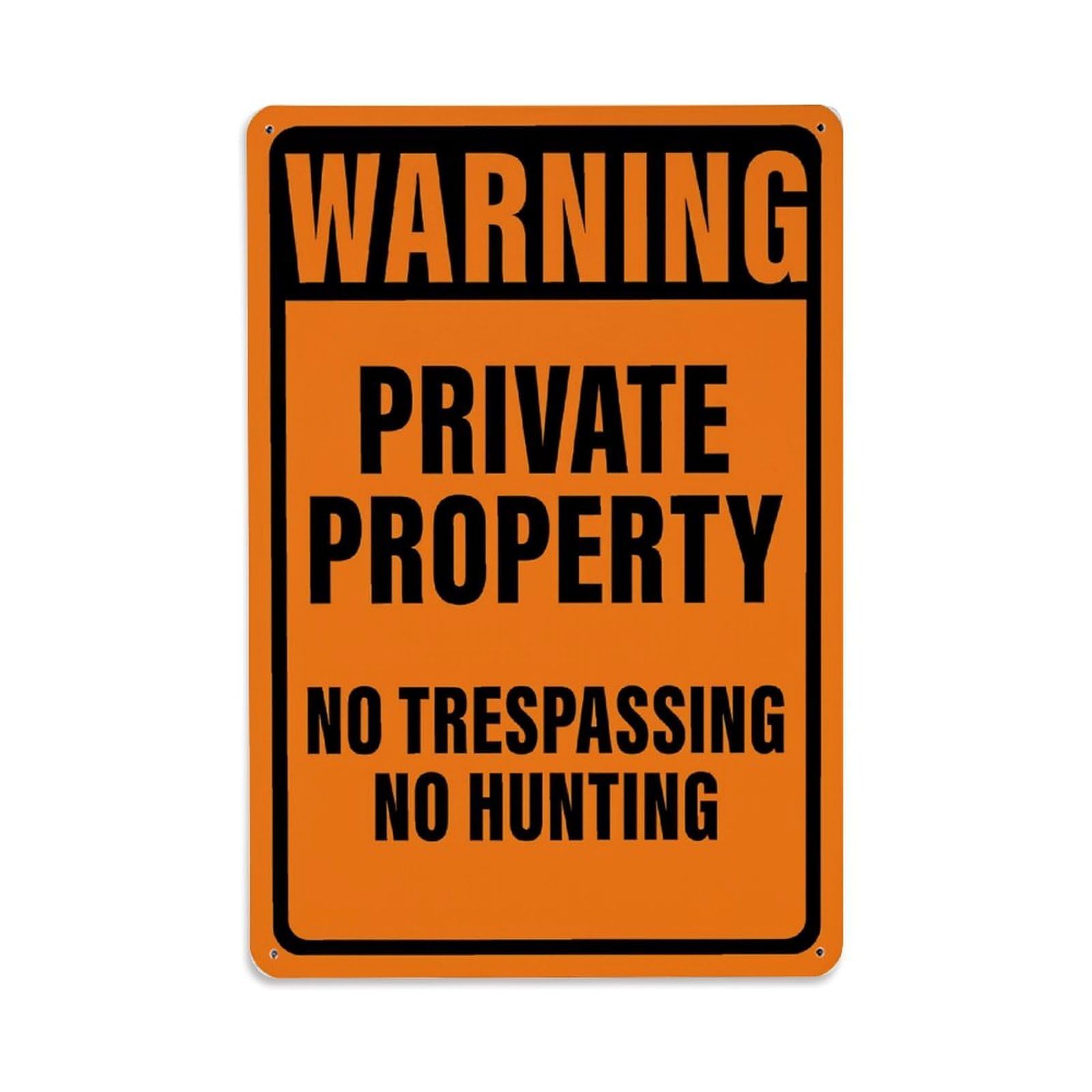Jdfenggu Vintage Warning Private Property No Trespassing No Hunting Retro Metal Tin Sign, Decor Art Poster For Bar, Home, Man Cave, Kitchen, Laundry Room Gift 8X12inch