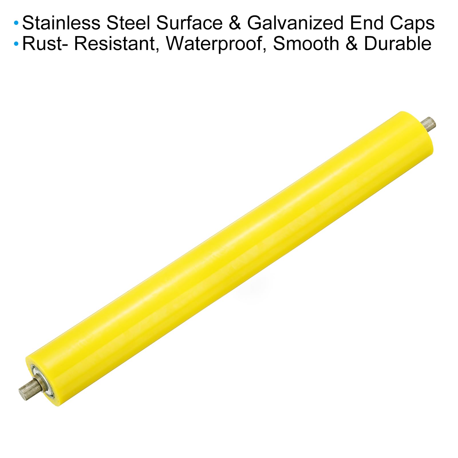 PATIKIL Polyuréthane Revêtement Convoyeur Rouleau 2" Diamètre 16" Longueur, 2 Paquet Inox Acier Transmission Remplacement Pièce Galvanisé Fin, Jaune