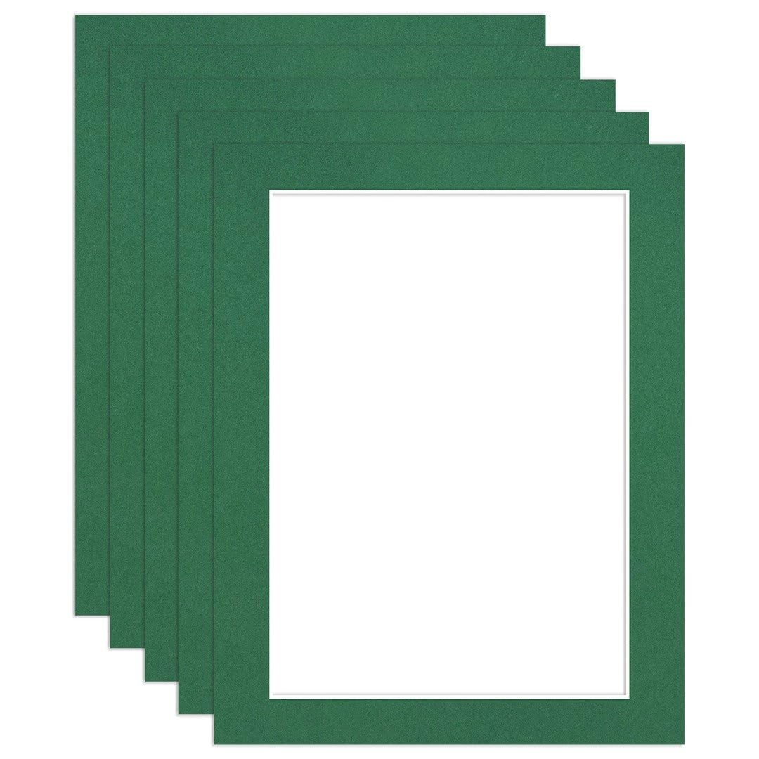Procut Global 14x11" Emerald Picture Mounts to Fit A4 Aperture - Precision Cut Cardboard Photo Mount - Ideal for Frames, Prints, Artwork & Certificates - Sizes & Colours Available - 5 Pack