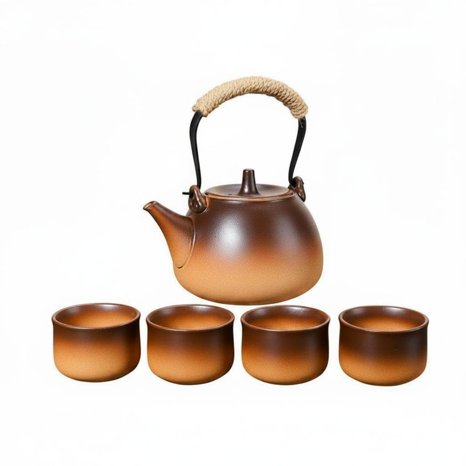 rockible Tetera de Cerámica Tetera Hervidor Jarra Caldera con Tapa Ventilada y Vertido Estable Cuerpo de Cerámica Resistente Apta, Marrón, Marrón Degradado, style to 2
