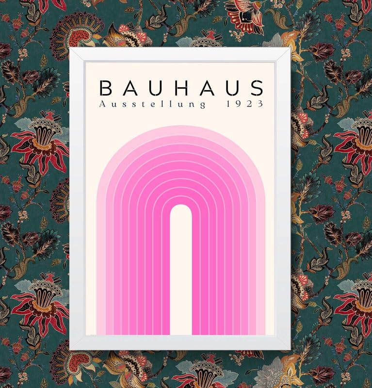 Bauhaus Style Print No. 13 Geometric Abstract Wall Art Poster Modern Minimalist Decor for Home, Office or Studio Framed or Unframed (A3 Framed - White Frame)