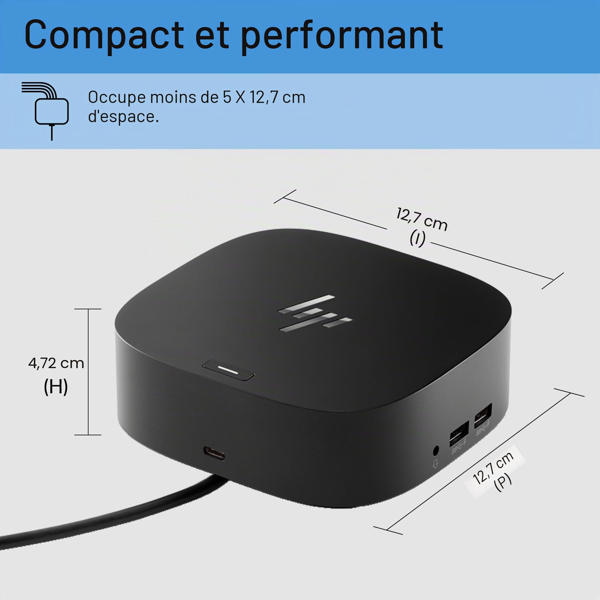 HP Adaptateur USB-C Dock G5-11 en 1 pour Ordinateurs Portables, PC et Ordinateurs Portables compatibles USB-C et Thunderbolt – Câble Unique pour Le Chargement, la Mise en réseau ou Les transferts de