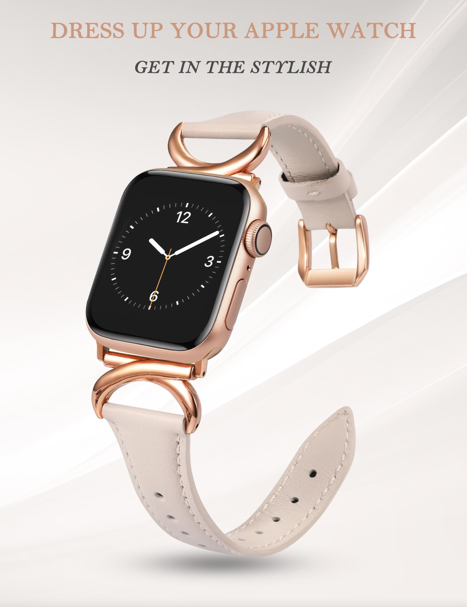 TOYOUTHS Leather Strap Compatible with Apple Watch Straps 44mm 45mm 49mm 46mm 42mm Women Slim Thin Dressy Strap with C-Shaped Buckle for iWatch 11 10 9 8 7 6 5 4 SE/Ultra 3 2 1 - Image 2