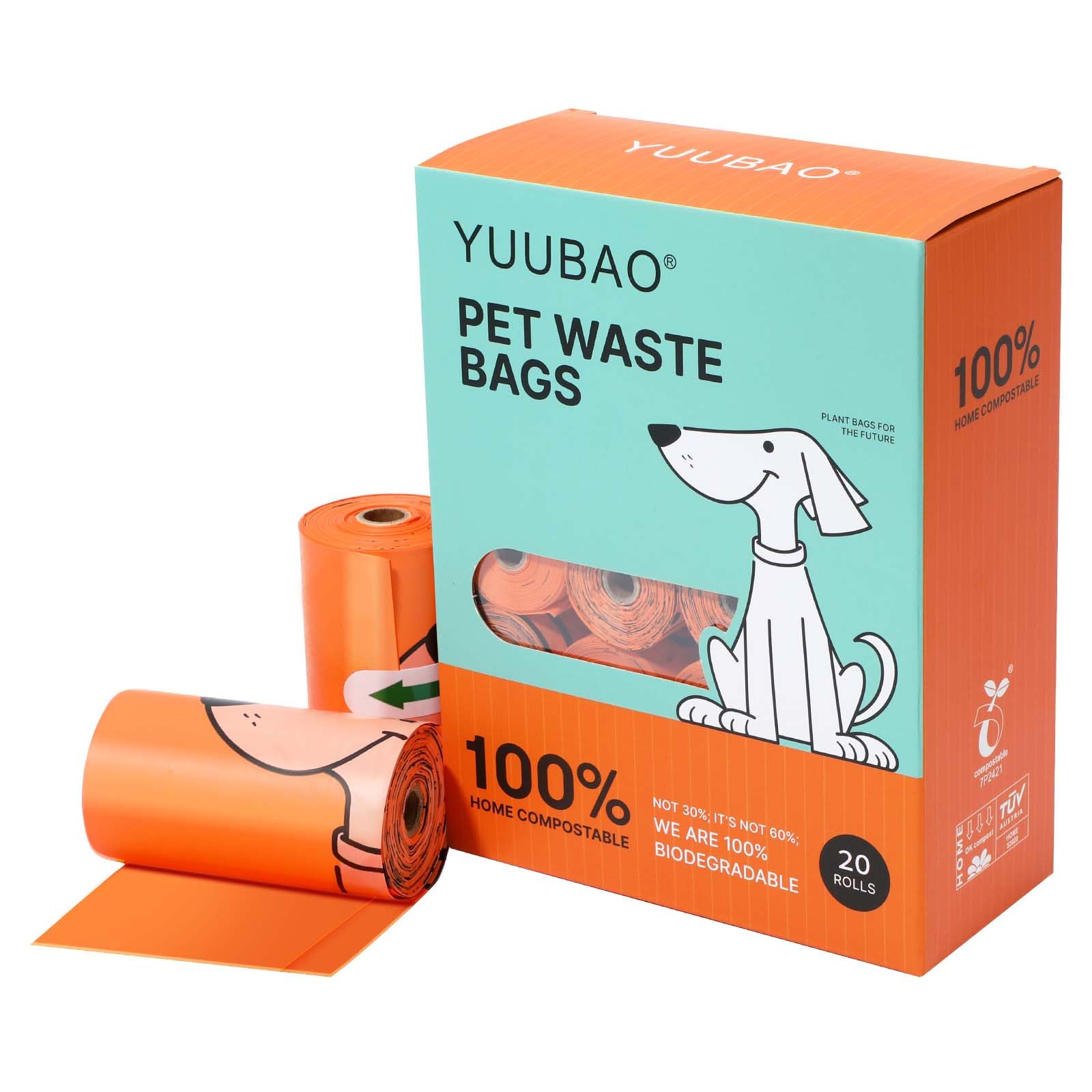 YUUBAO 100% Compostable Lavender Dog Poop Bags Rolls, Dog Poop Trash Can Outside, Scented, puppy essentials, 300 Counts Pet Waste Bags for Big and Small Dogs