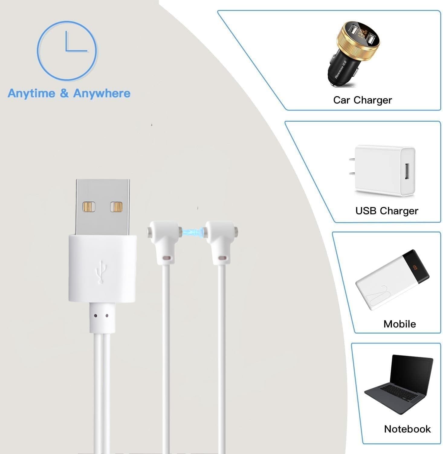 Cargador Magnético Universal para Masajeadores Íntimos, Cable de Carga Rápida USB tipo A 80cm con Puerto Ajustable Compatible con juguetes recargables, Dispositivos Íntimos y Vibradores (1 Piezas) — view 7